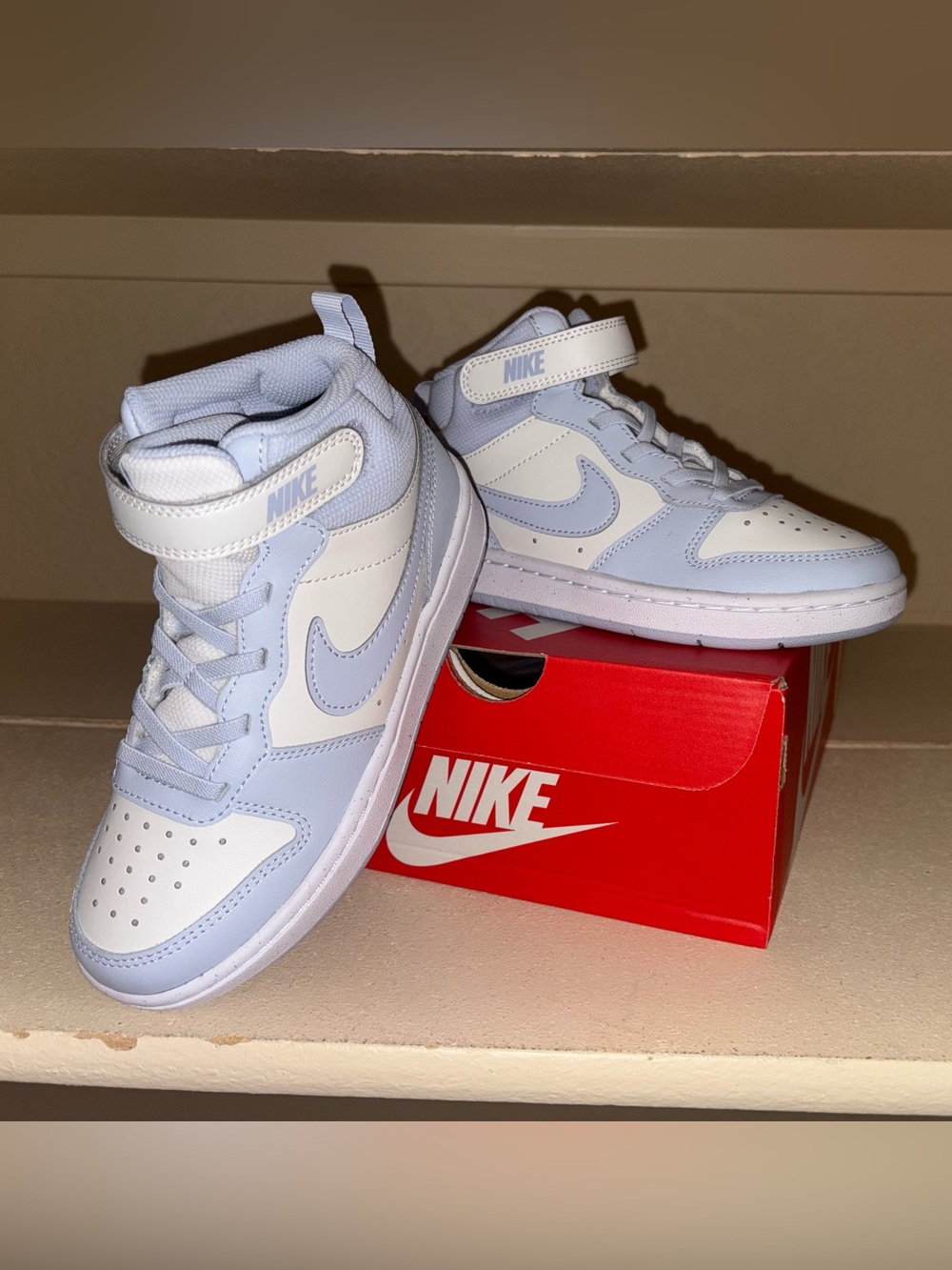 Nike Kids' Light Blue and White High-Top Sneakers